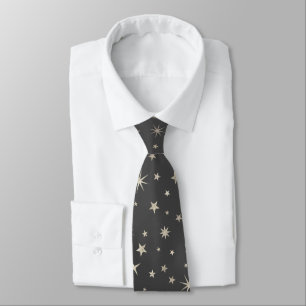     Elegant Chic Classy Grey Silver Stars Monogram Neck Tie