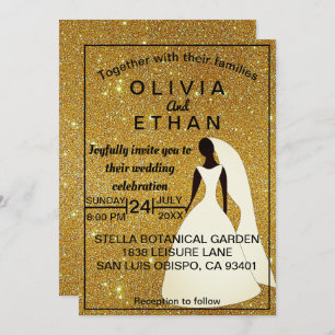 Elegant chic classy rustic gold Wedding Invitation