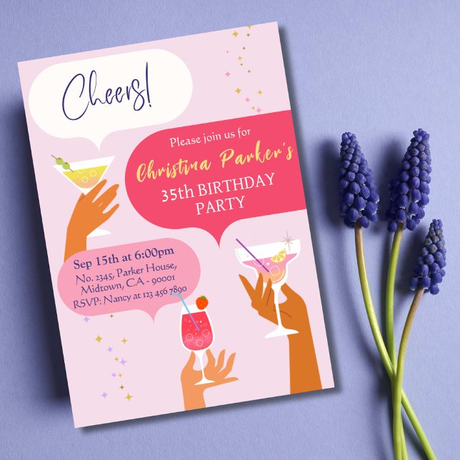Elegant Chic Cocktail drink themed 35th birthday Invitation (Creator Uploaded)