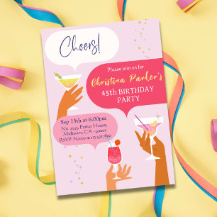 Elegant Chic Cocktail drink themed 45th birthday Invitation