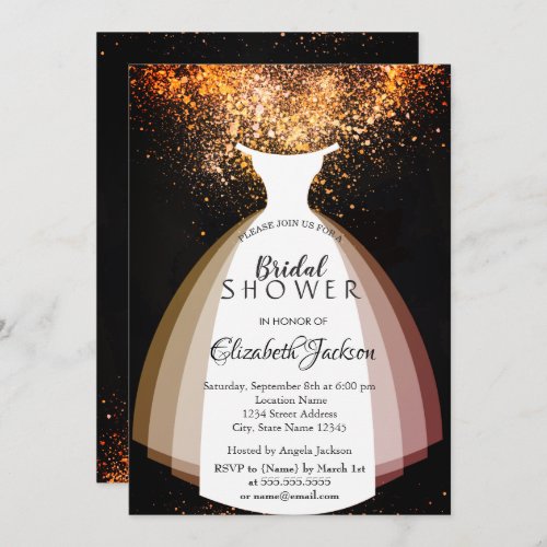 Elegant Chic  Confetti Dress Bridal Shower  Invitation