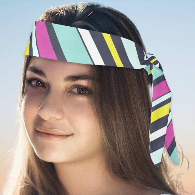 Elegant Chic Cool Striped Bright Stripe Patterned Tie Headband (A multicolor headband with a cool striped design)