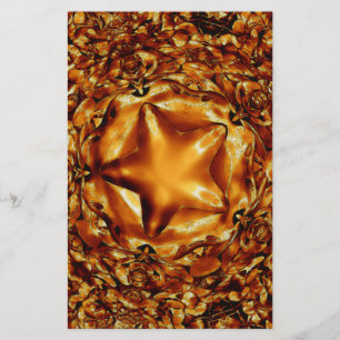 Elegant Chic Copper Gold Christmas Star Stationery