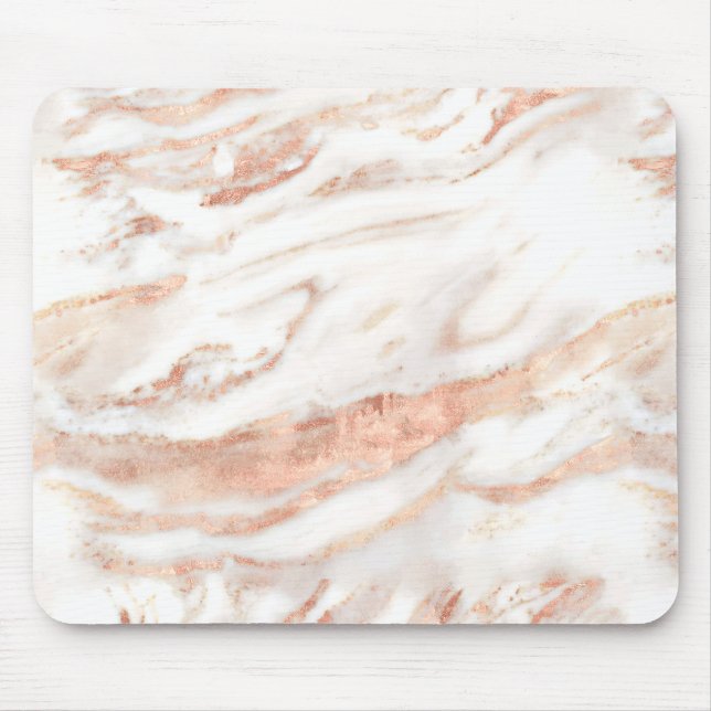 Elegant Chic Copper Rose Gold Marble Mouse Pad (Front)