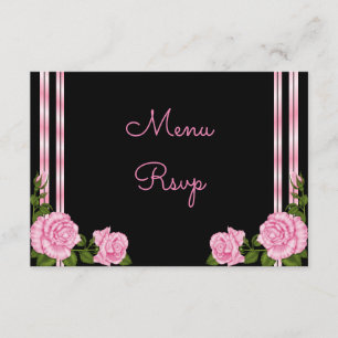 Elegant Chic Corner Rose Bouquet Menu RSVP