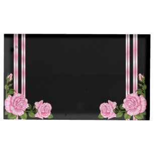 Elegant Chic Corner Rose Bouquet Wedding Place Card Holder