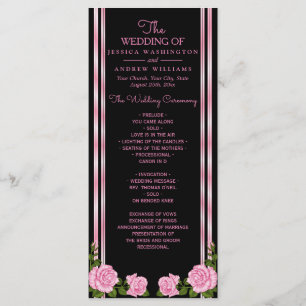 Elegant Chic Corner Rose Bouquet Wedding Program