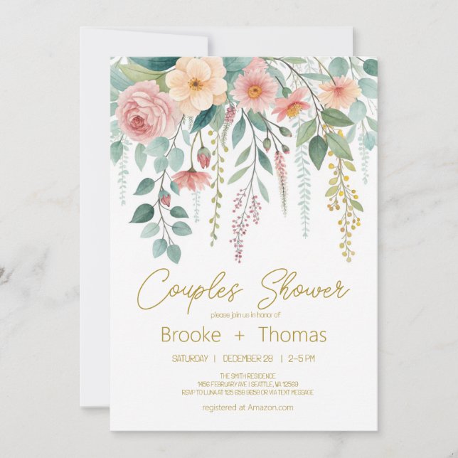 Elegant Chic Couples Shower Invitation  (Front)