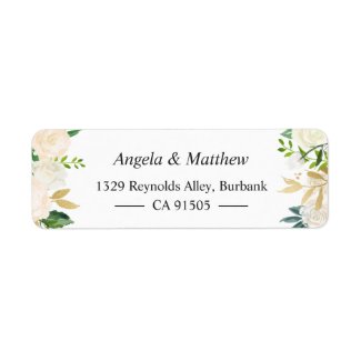 Elegant Chic Cream Gold Botanical Floral Label