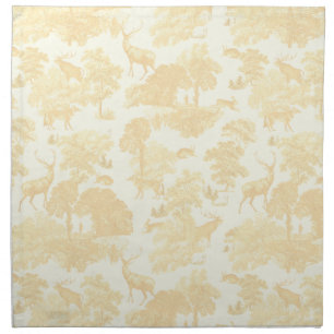 Elegant Chic Cream White Toile Deer Woodland Cloth Napkin