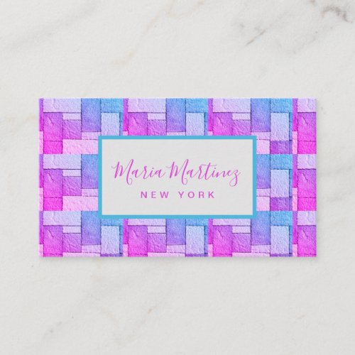 Elegant Chic Cute Blue Pink Brick Wall Decoration Business Card