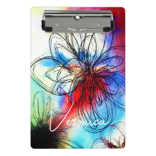 Elegant Chic Dahlia Floral Abstract Signature Mini Clipboard