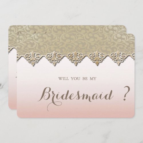 Elegant  Chic Damask Bridesmaid Card