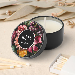 Elegant Chic Dark + Moody Floral Black Wedding Mini Candle Favors