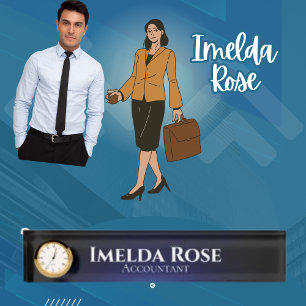 Elegant  Chic Dark Simple Accountant Desk Name Plate