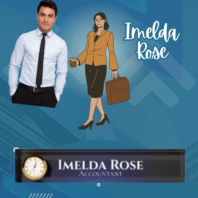 Elegant  Chic Dark Simple Accountant Desk Name Plate (Creator Uploaded)