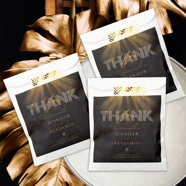 Elegant Chic Diamond Black Gold Wedding Favor Bag (Creator Uploaded)