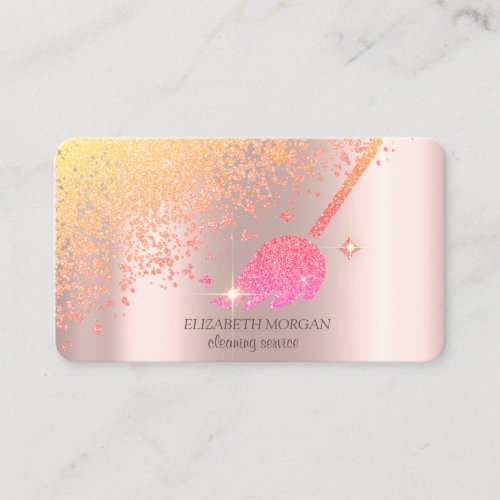 Elegant Chic Diamonds Broom Maid Cleaning House   Business Card