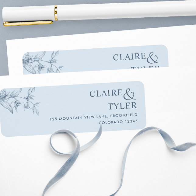 Elegant Chic Dusty Blue Wedding Label (Creator Uploaded)