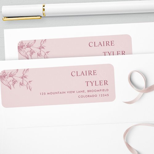 Elegant Chic Dusty Pink Wedding Return Address Label