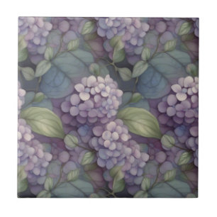 Elegant chic dusty purple boho watercolor floral ceramic tile