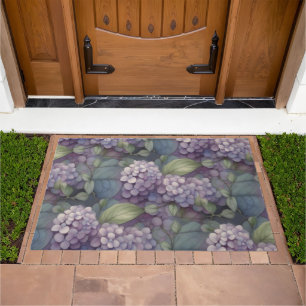 Elegant chic dusty purple boho watercolor floral doormat