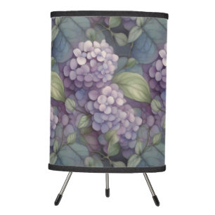 Elegant chic dusty purple boho watercolor floral tripod lamp