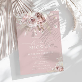 Elegant Chic Dusty Rose Floral Bridal Shower Invitation