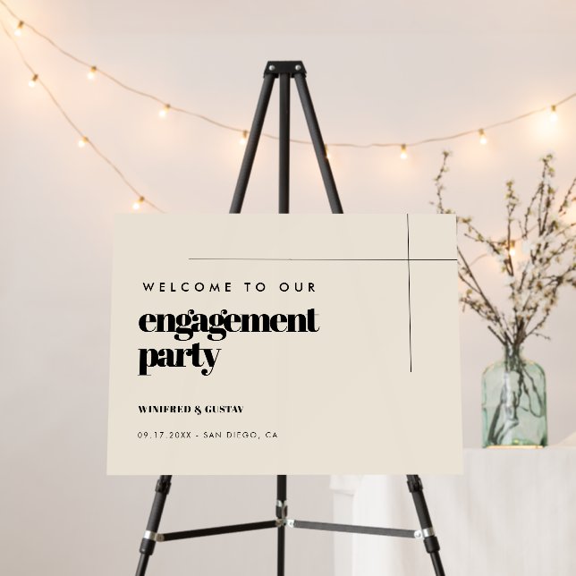 Elegant & chic Engagement party welcome Sign (In Situ (Stand))