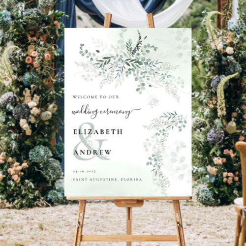 Elegant Chic Eucalyptus Botanical Wedding Welcome Foam Board