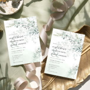 Elegant Chic Eucalyptus Couple Shower Invitation