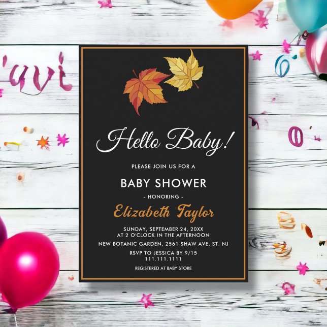 Elegant Chic Fall Leaves Boho Autumn Baby Shower Invitation (Creator Uploaded)