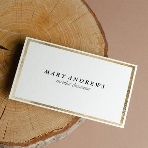 Elegant chic faux foil gold plain white luxury business card