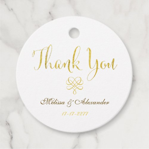 Elegant chic faux gold custom wedding thank you favor tags