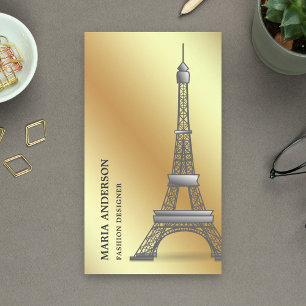 Elegant Chic Faux Gold Foil Paris Eiffel Tower Business Card