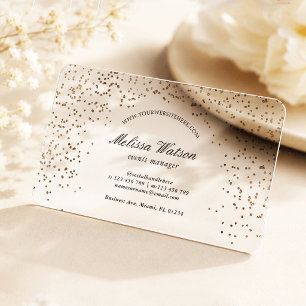 Elegant Chic Faux Gold Glitter Calligraphy Script Clear Business Cards
