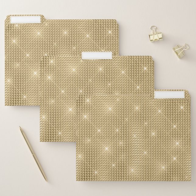 Elegant Chic Faux Gold Glitter Luxury File Folder (Set)