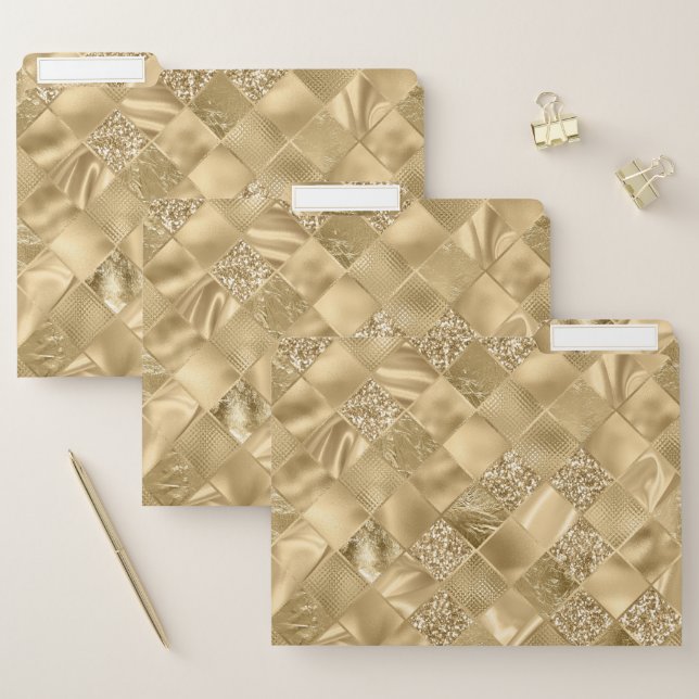 Elegant Chic Faux Gold Glitter Luxury File Folder (Set)