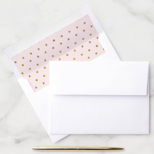 Elegant Chic Faux Gold Polka Dots Blush Wedding Envelope Liner