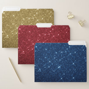Elegant Chic Faux Gold Red Navy Glitter Luxury File Folder