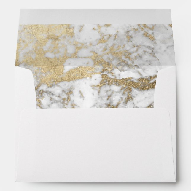 Elegant chic faux gold white stylish marble envelope (Back (Bottom))