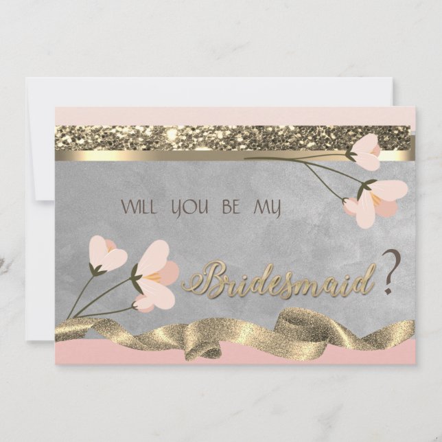 Elegant Chic  Floral Bridesmaid Card (Front)