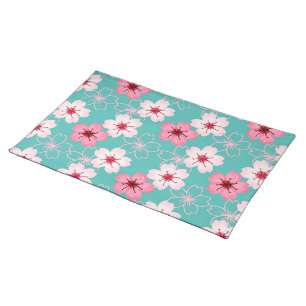 Elegant chic floral Cherry Blossom pattern Cloth Placemat
