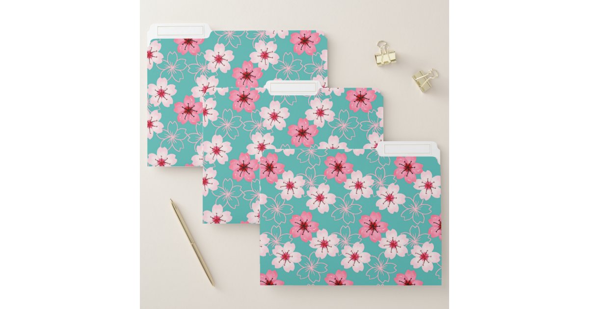Elegant chic floral Cherry Blossom pattern File Folder | Zazzle