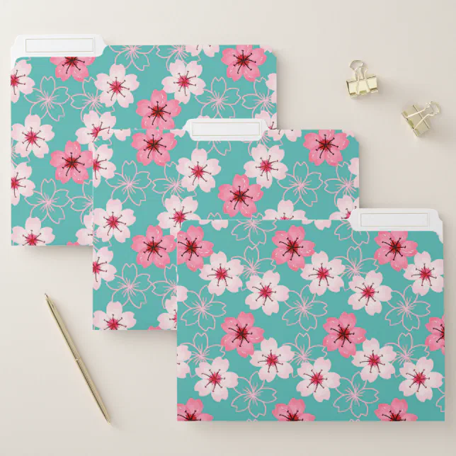 Elegant chic floral Cherry Blossom pattern File Folder | Zazzle