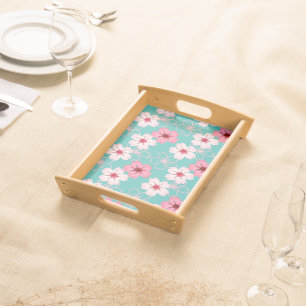 Elegant chic floral Cherry Blossom pattern Serving Tray