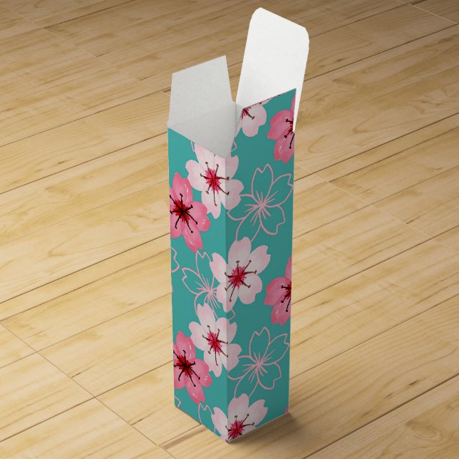 Elegant chic  floral Cherry Blossom pattern Wine Box (Opened)