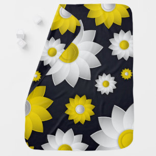 Elegant chic floral Cherry Blossom sunflower Baby Blanket