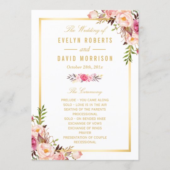 Elegant Chic Floral Diy Wedding Program Fans Front Zazzle Com