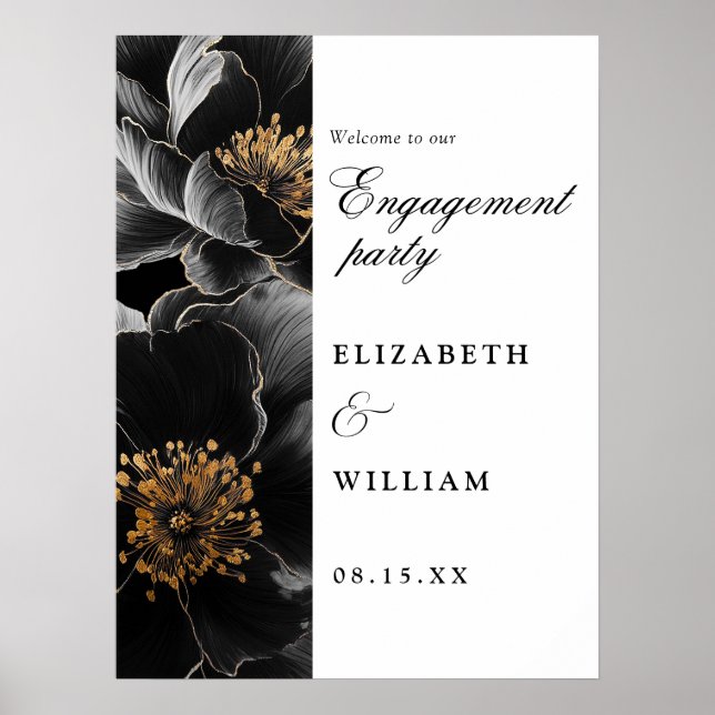 Elegant Chic Floral Engagement Party Welcome Sign (Front)